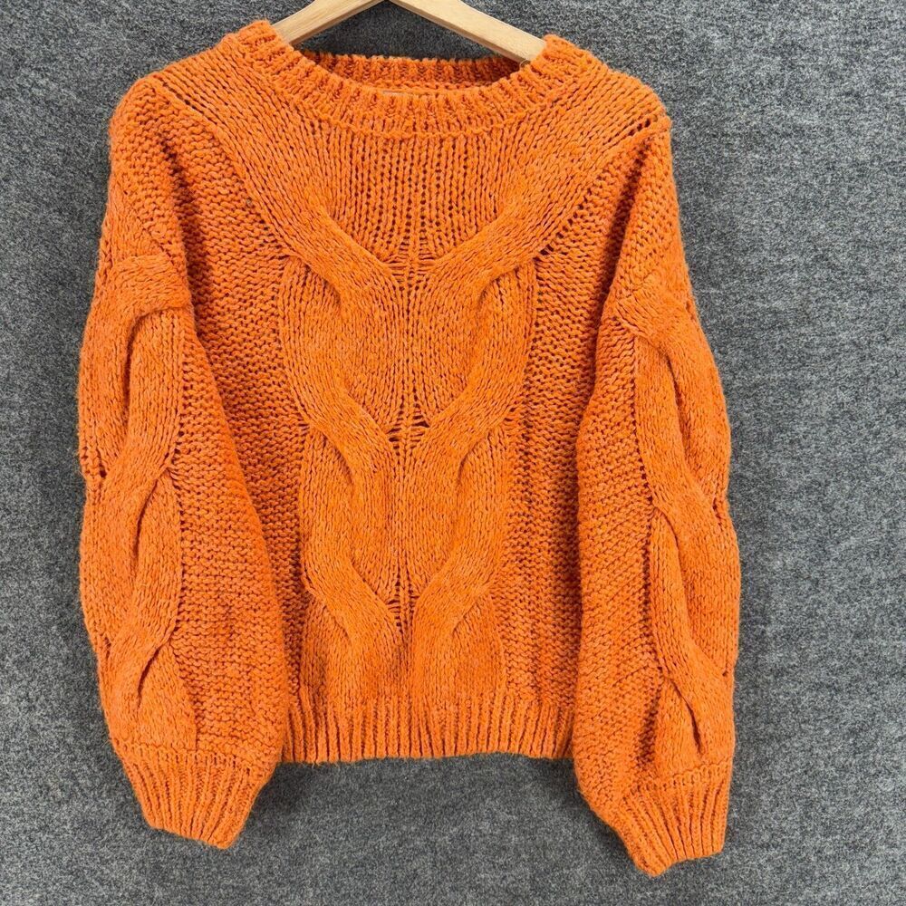 Moon River Sweater Pullover Women XS Orange Knit Long Sleeve Crew Neck Acrylic